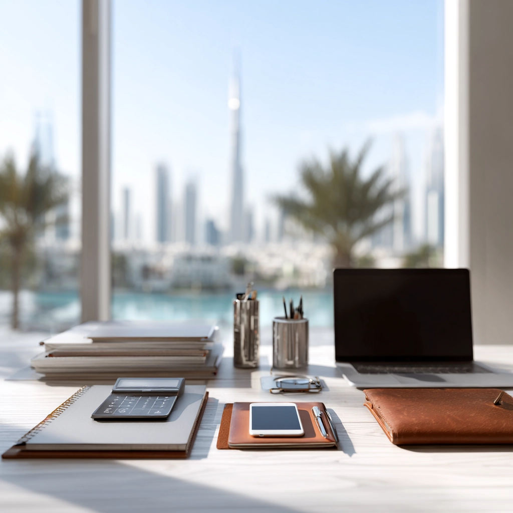 Objects representing entry-level, mid-career, and senior professional income levels illustrating the Average Salary in Dubai