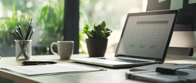 Office desk with leave request document and calendar representing emergency leave in UAE